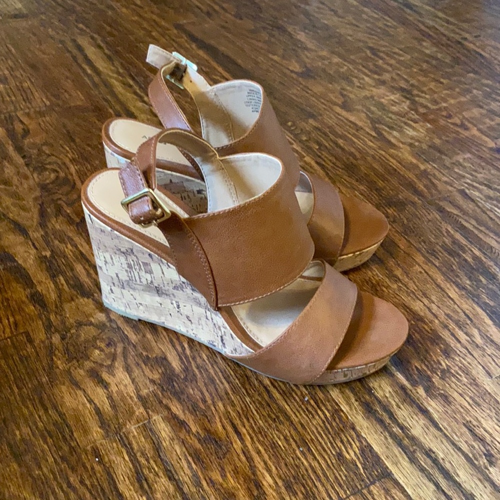 Brown leather heels